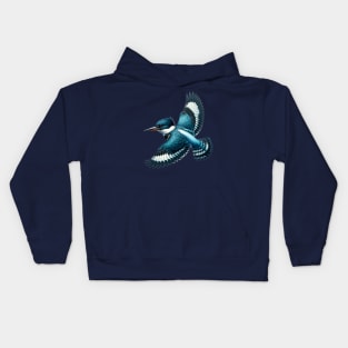 Flying Belted Kingfisher Kids Hoodie